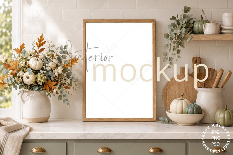 Kitchen frame mockup PSD PNG JPG example image 1