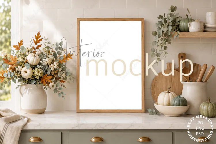 Kitchen frame mockup PSD PNG JPG