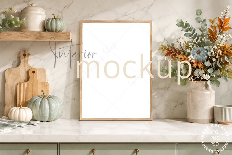 Kitchen frame mockup PSD PNG JPG example image 1