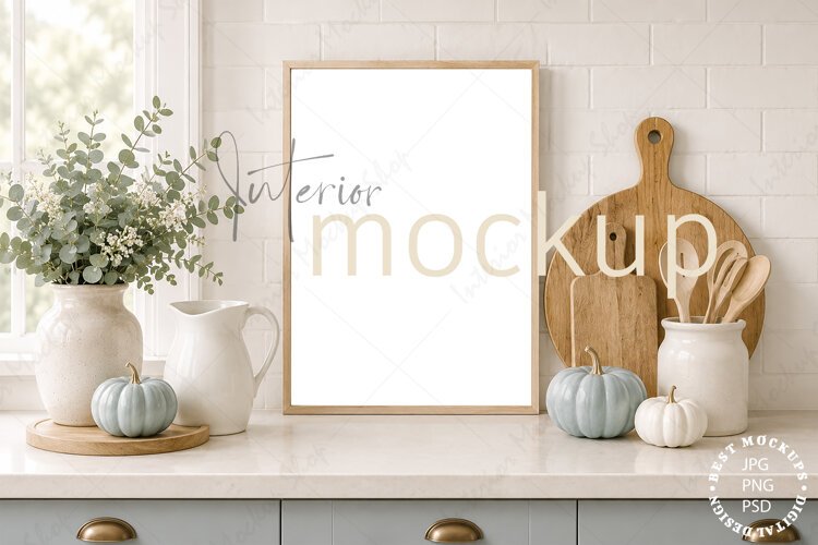 Kitchen frame mockup PSD PNG JPG example image 1