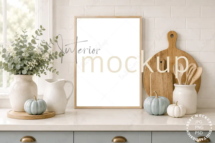 Kitchen frame mockup PSD PNG JPG