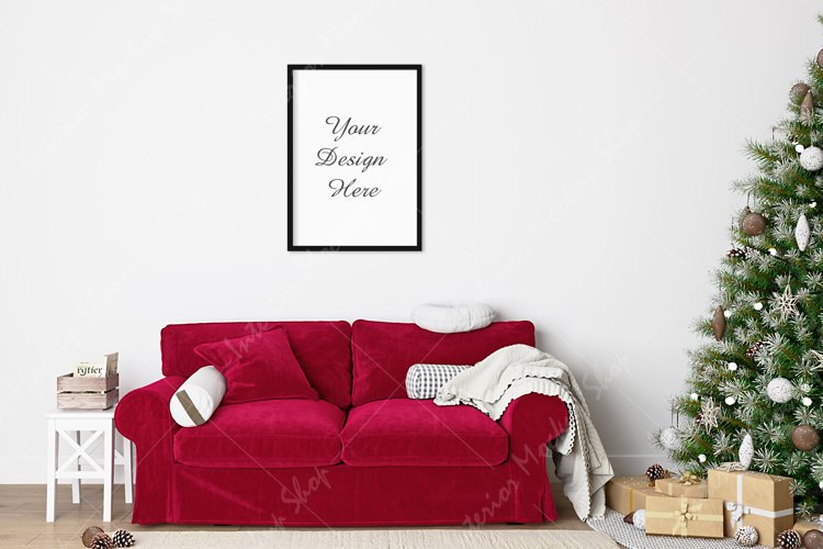 Frame mockup, Mockup, Living room mockup, Christmas mock up example image 1