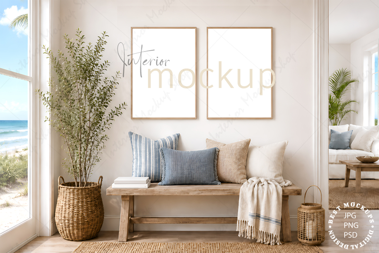 Mock up, Frame mockup in interior PSD JPG