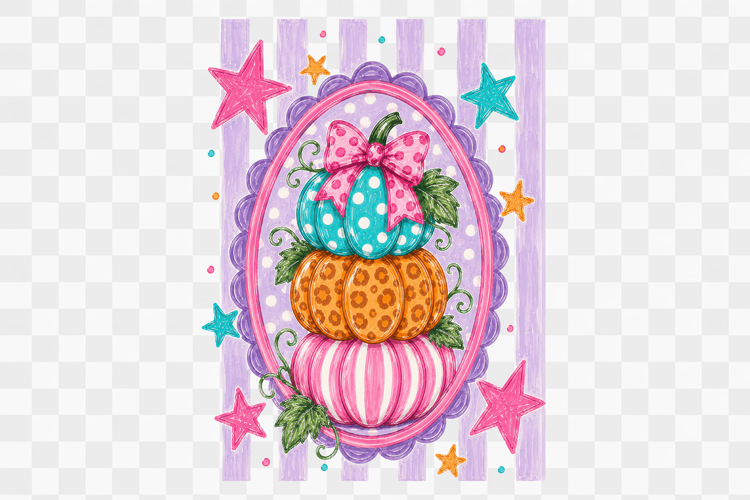 Preppy Fall Pumpkins Frame Stripe Sublimation PNG Design