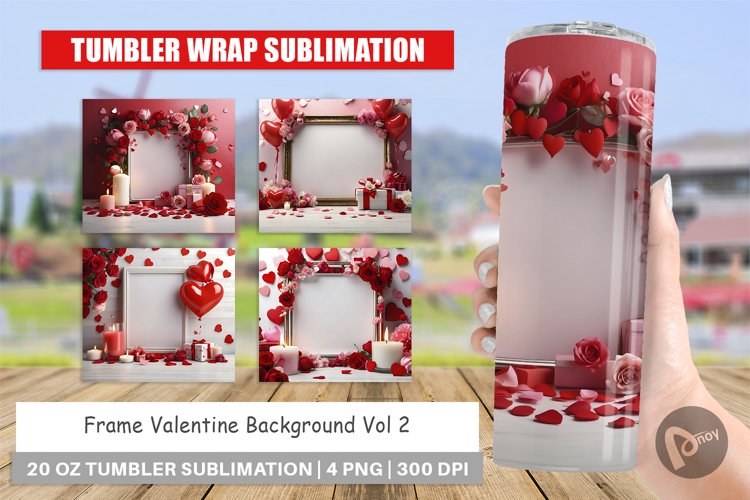 Tumbler Sublimation Wrap Frame Valentine