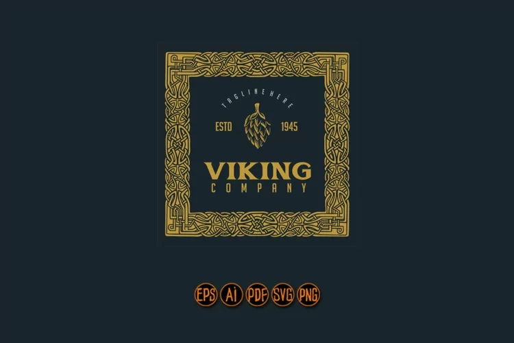 Frame vintage viking ornament svg