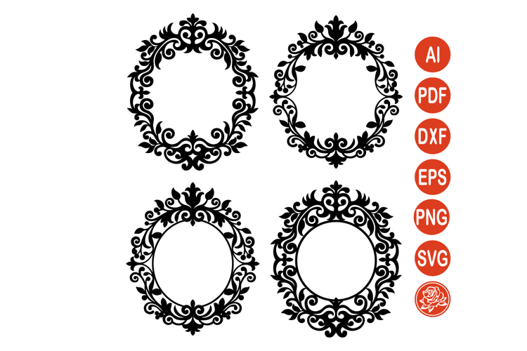 Vintage Scroll Frame Cut Files for Cricut Silhouette