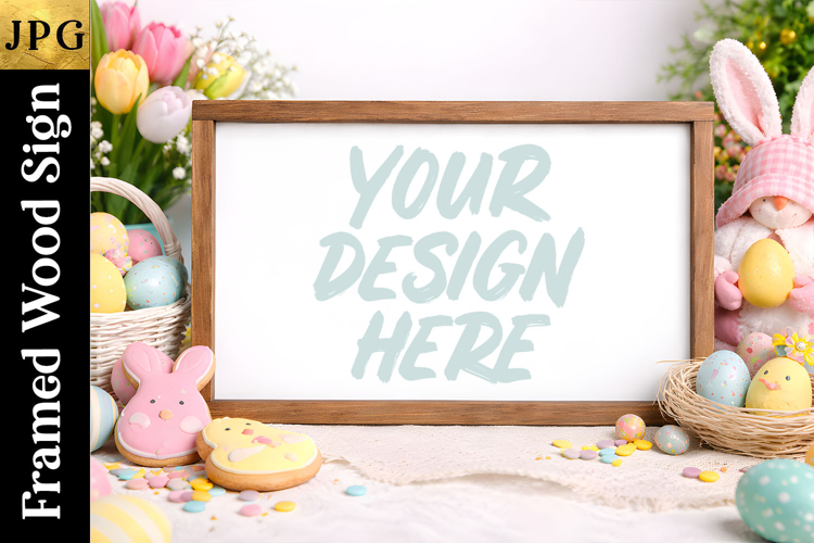 Framed Wood Sign Mockup | Easter Ears
