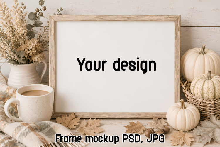 Fall Frame Mockup | Autumn Wall Art PSD & JPG