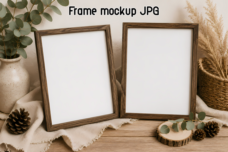 Rustic Wooden Frame Mockup JPG | Neutral Wall Art Mockup