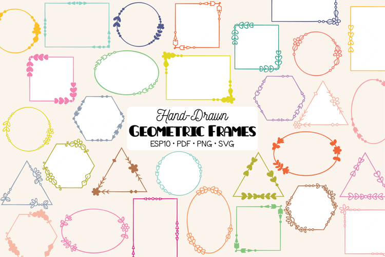 Colored Geometric Frames | Decorative Border | Floral Wreath