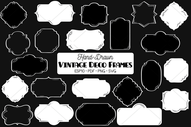Vintage Frames Deco White |Decorative Border | Retro Labels