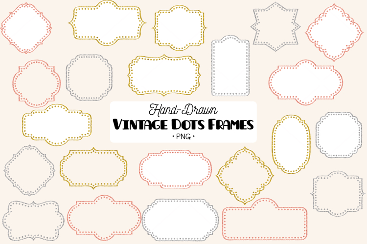Glitter Vintage Dots Frames |Decorative Border | Retro Label