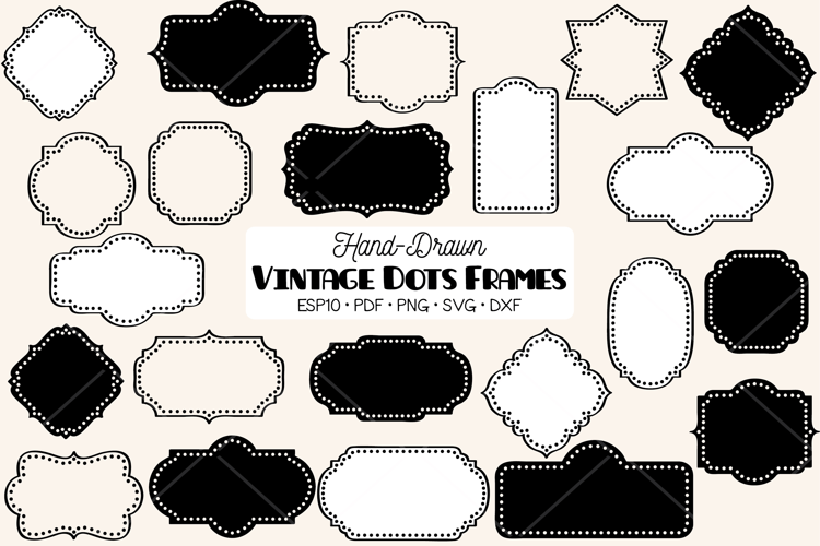 Vintage Frames Dots |Decorative Border | Retro Labels
