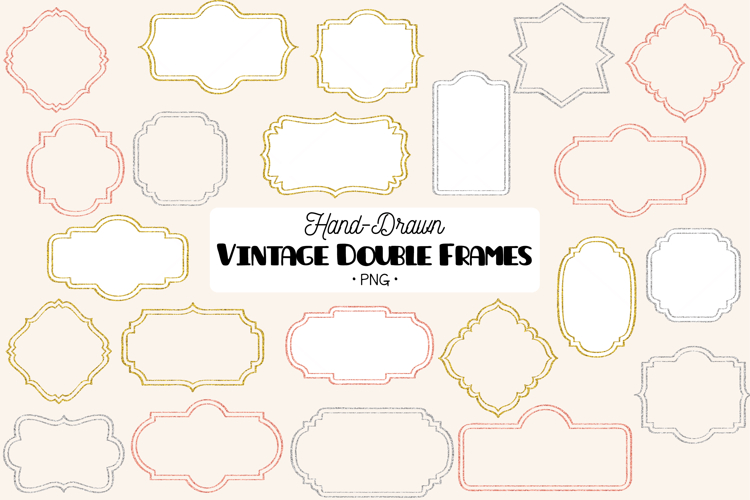 Glitter Vintage Double Frames |Decorative Border | Labelsdou