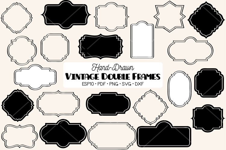 Vintage Frames Double |Decorative Border | Retro Labels