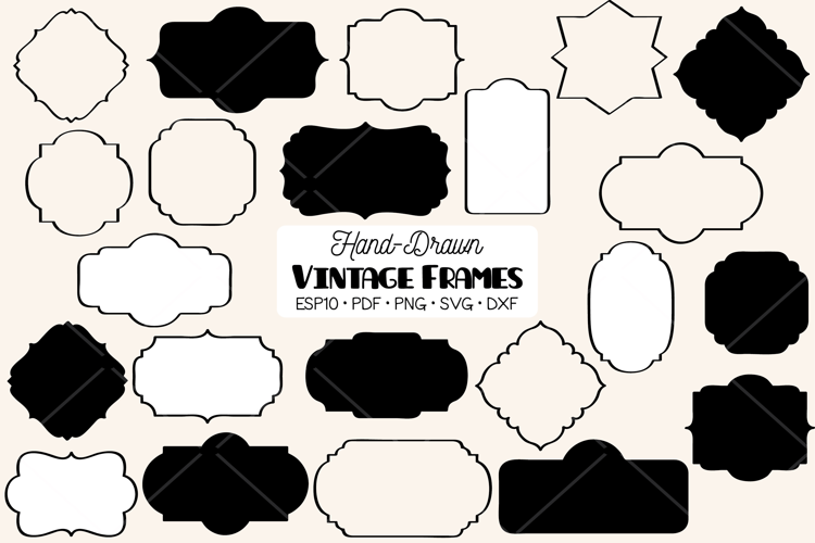 Vintage Frames | Hand Drawn Decorative Border | Retro Labels