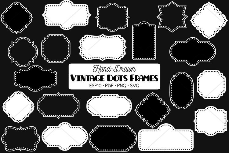 Vintage Frames Dots White |Decorative Border | Retro Labels
