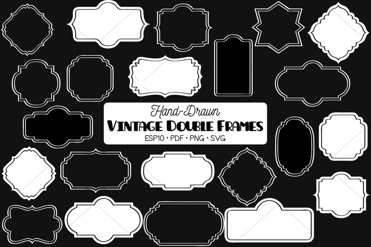 Vintage Frames Double White |Decorative Border | Retro Label
