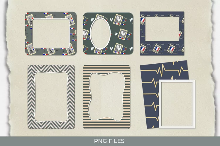 France Retro Postage Pattern Frame Set