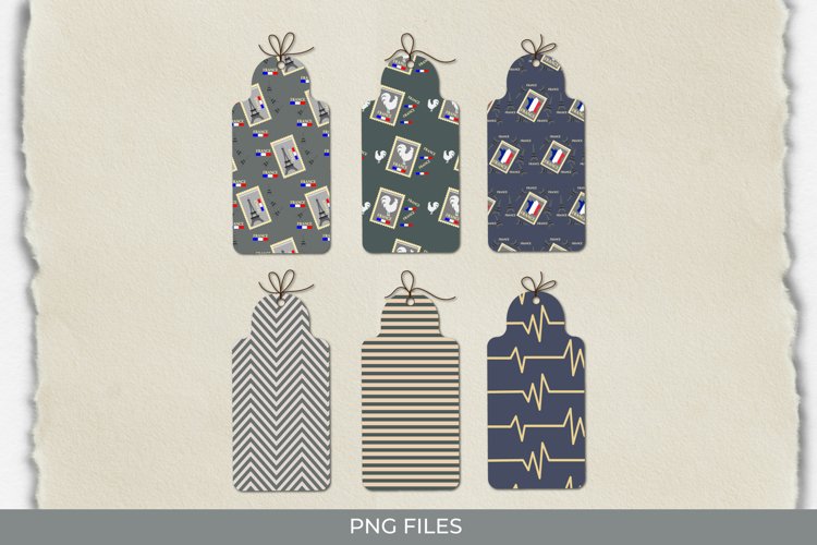 France Retro Postage Patterned Shaped Tag