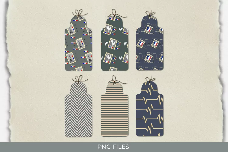 France Retro Postage Patterned Shaped Tag