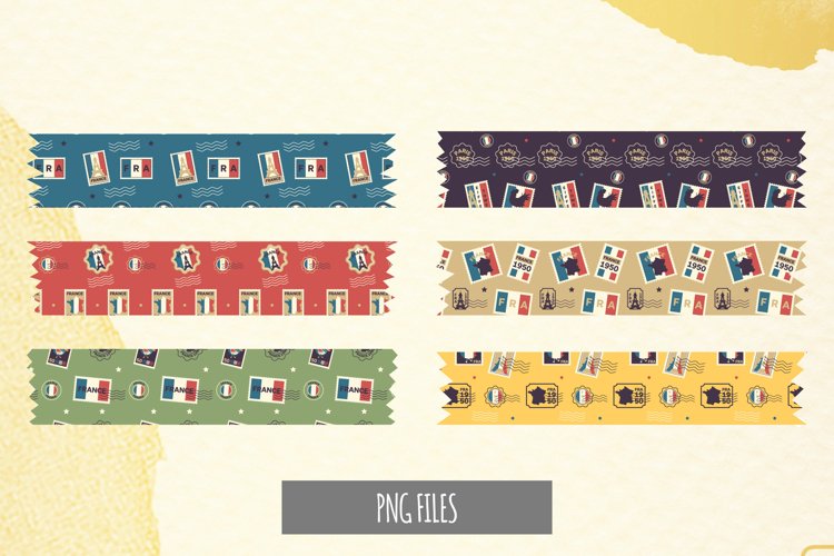France Retro Postage Pattern Tape example image 1