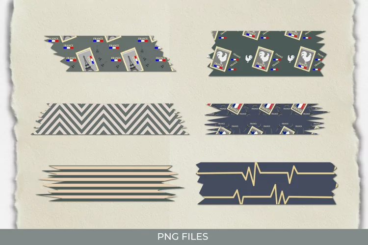 France Retro Postage Patterned Tape