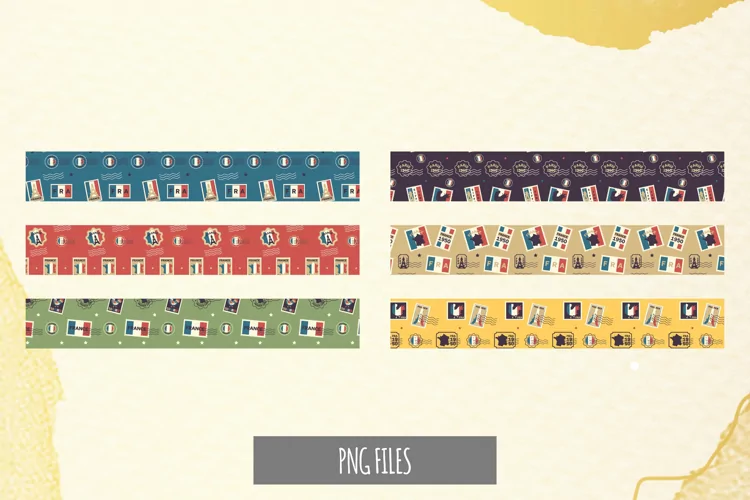 France Retro Postage Seamless Strips