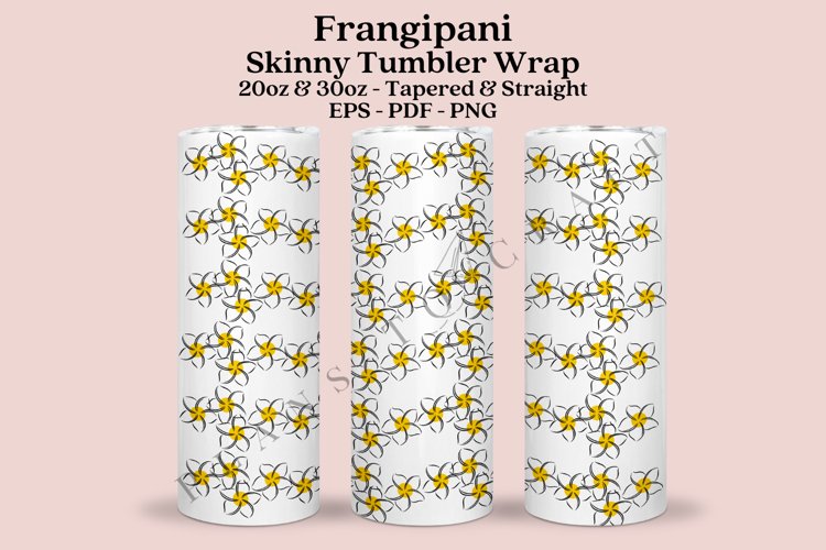 frangipani tropical flower skinny tumbler sublimation design for 20oz and 30oz skinny tumbler sublimation wrap