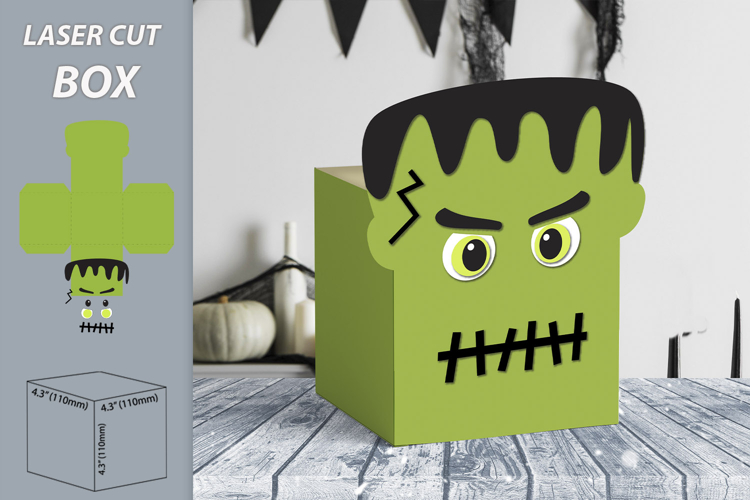 Halloween treat box, Candy paper box, Laser cut template