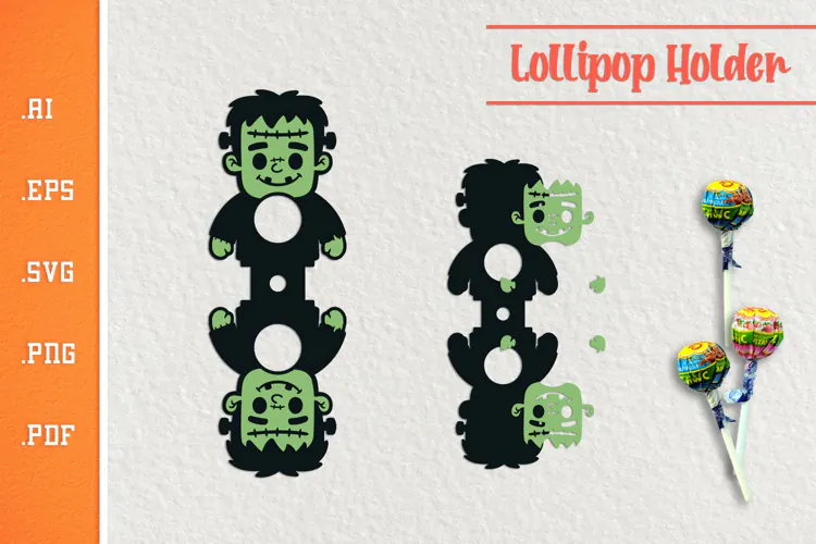 Halloween Frankenstein Lollipop Holder - Paper Cut SVG