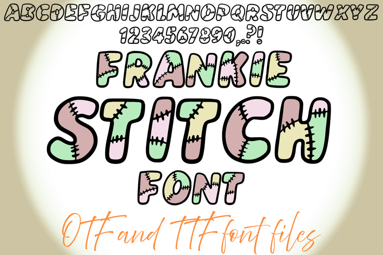 Frankie Stitch Lettering ABC Text Font Typeface Halloween
