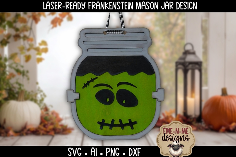 Frankenstein Halloween Door Hanger | Mason Jar Laser SVG