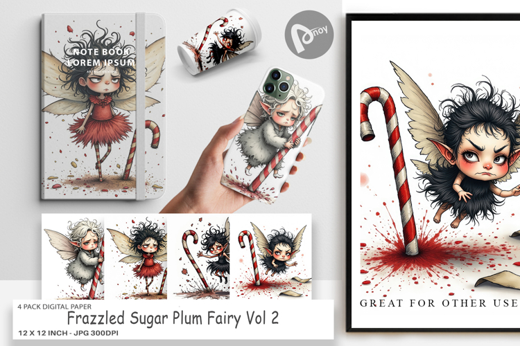 Digital Paper Frazzled Sugar Plum Fairy