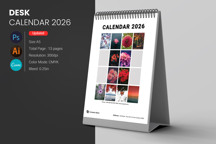 Desk Calendar 2026 example image 1