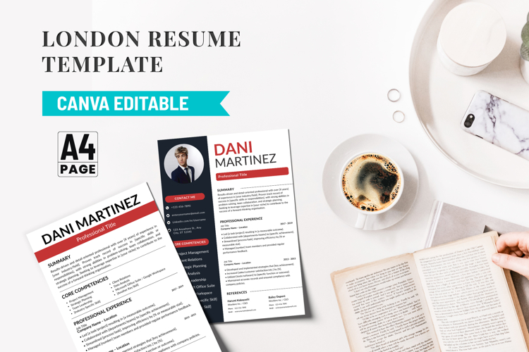 London Resume Canva Editable Template PDF example image 1