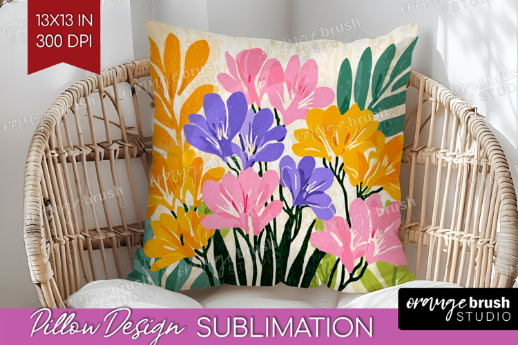 Freesia Modern Floral Pillow Sublimation Sping Flower Pillow