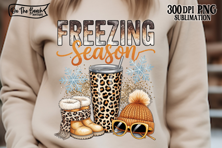 Freezing Season PNG Winter Sublimation Design Dtf Boots Cap