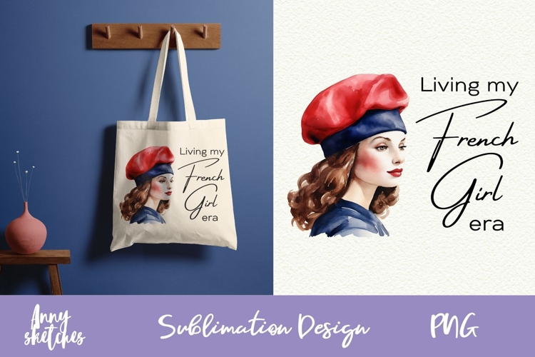 French Girl Sublimation Design French Clipart Paris PNG