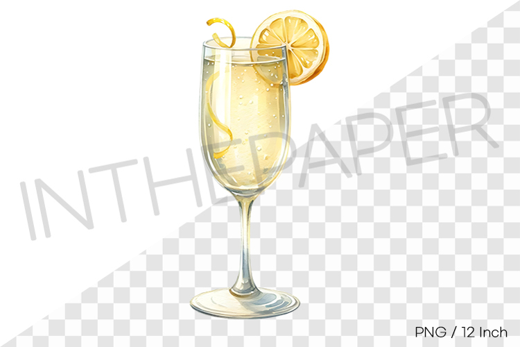 Elegant French 75 champagne cocktail glass PNG Clipart