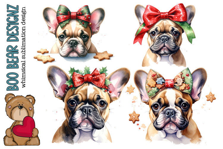 Christmas French Bulldog Clipart