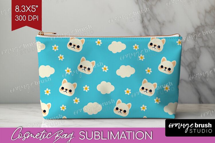 French Bulldog Dog Cosmetic Bag Cute Chibi Puppy Makeup Bag example image 1