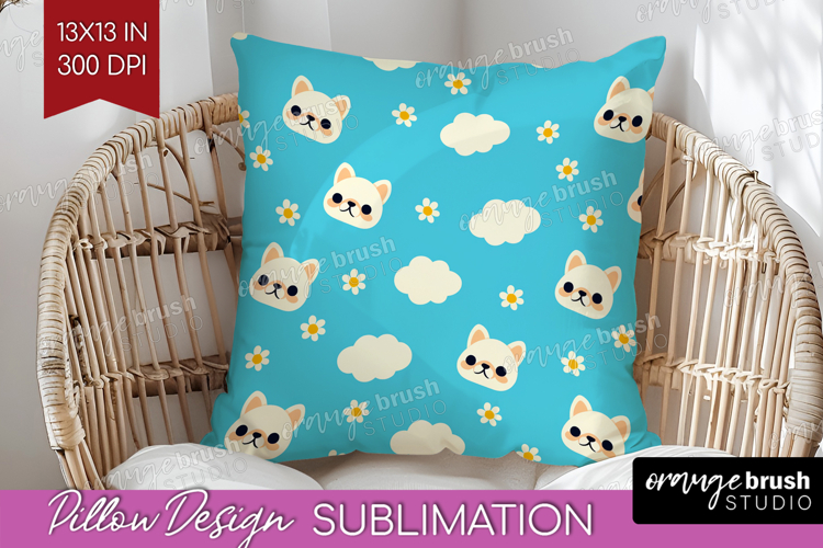 French Bulldog Dog Pillow Sublimation Cute Chibi Puppy Cover