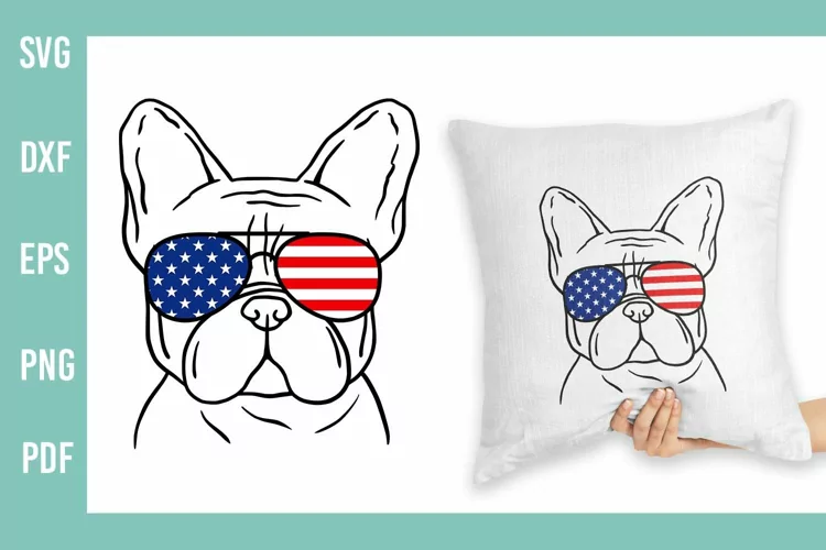 French Bulldog Svg | Dog Face Svg | 4th of July Svg