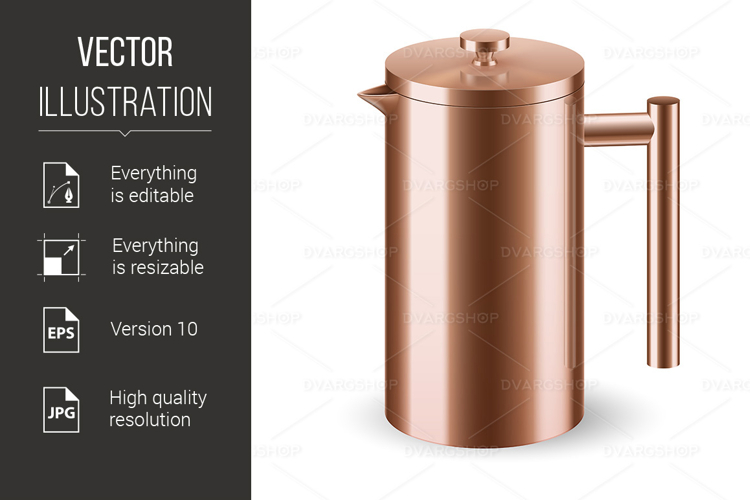 Copper coffee pot with a handle