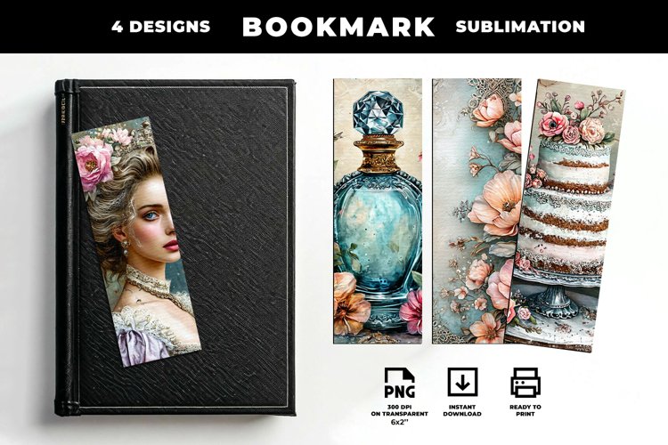 Vintage Marie Antoinette bookmark design - Sublimation PNG example image 1