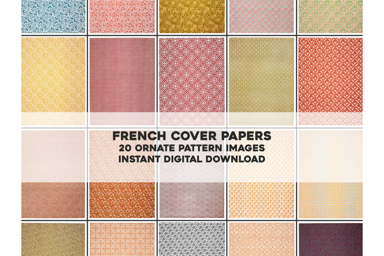 20 Beautiful French Cover Papers | Digital Image Bundle