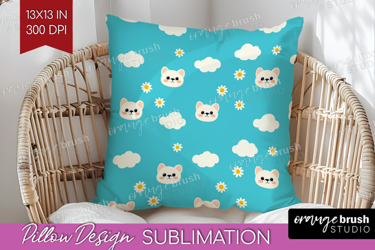 Frenchy Dog Pillow Sublimation Cute Chibi Puppy Pillow Cover