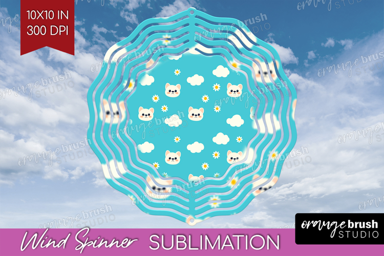 Frenchy Dog Wind Spinner Sublimation PNG Cute Chibi Puppy